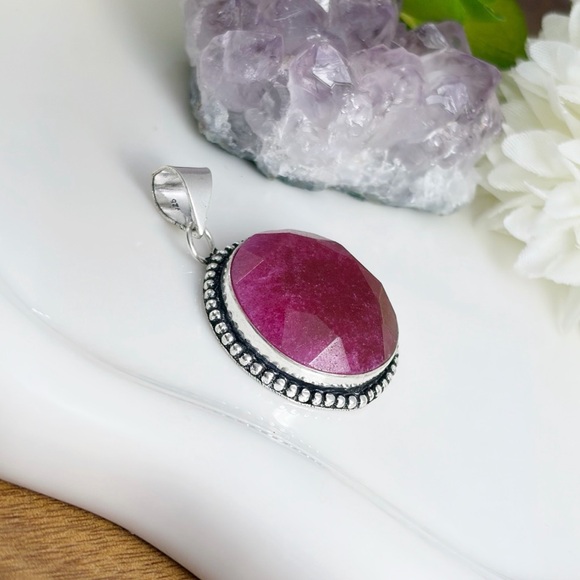 Ruby Pendant Jewelry Set Lot Southwest Boho Sterling Silver 925 Overlay New - Picture 4 of 8